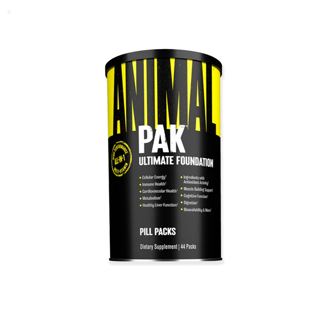 Supplement container labeled 'Animal Pak' on a white background