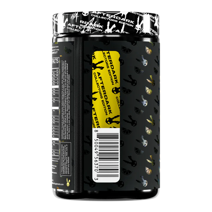 Black supplement container with 'After Dark' branding on a white background