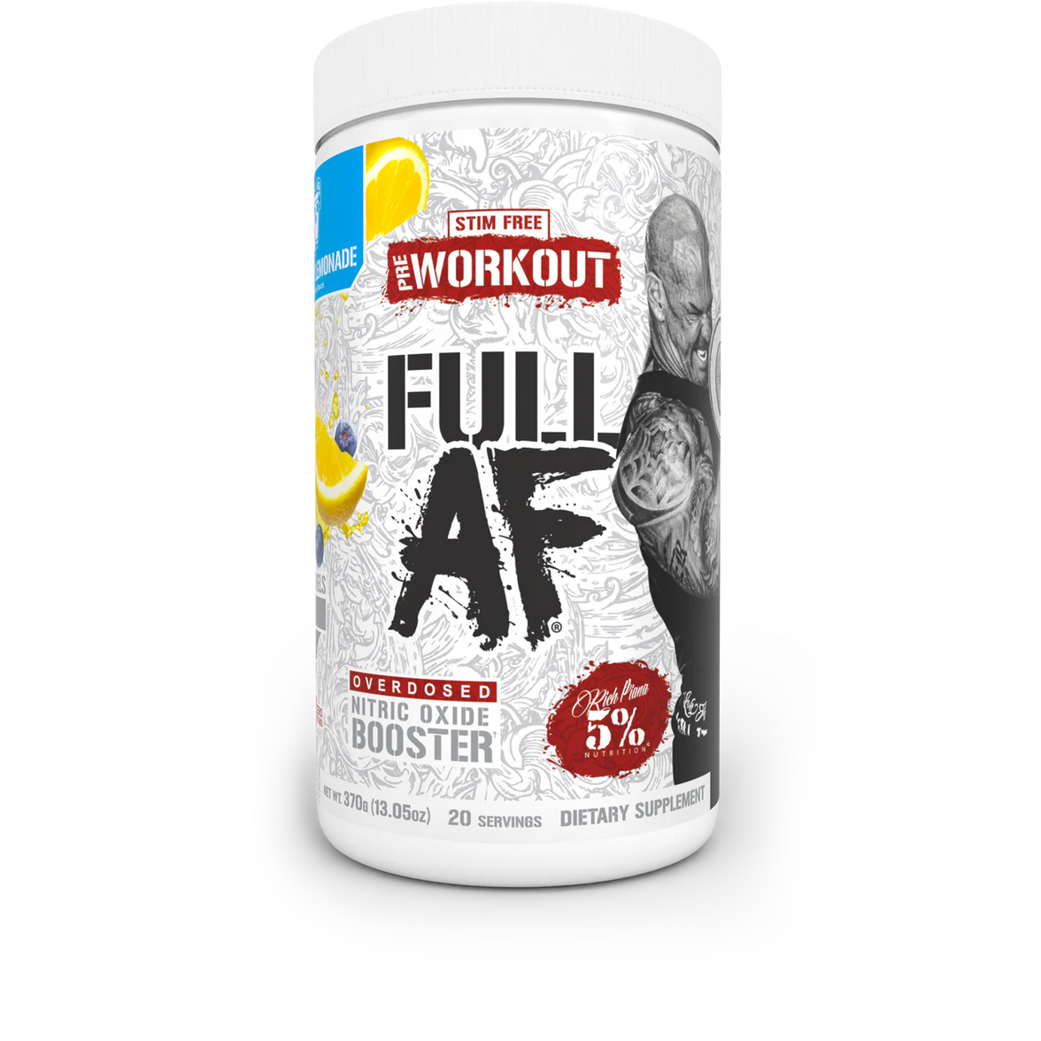 '5% Nutrition' supplement container labeled 'Full AF' on a white background