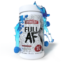 '5% Nutrition' supplement container labeled 'Full AF' with blue liquid splashes on a white background