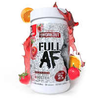 '5% Nutrition' supplement container labeled 'Full AF' with fruit graphics on a white background