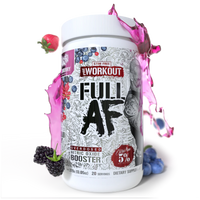 '5% Nutrition' supplement container labeled 'Full AF' with colorful design and berries on a white background